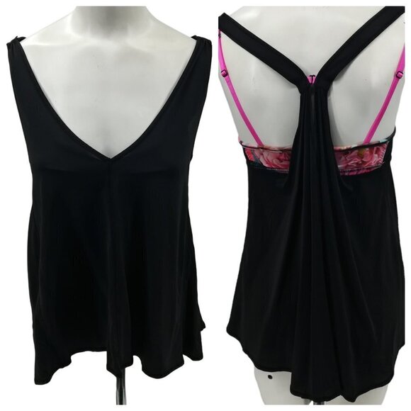 lululemon athletica Tops - Lululemon Breath & Flow Swing Layered Tank Top Size 4 Secret Garden Floral Black